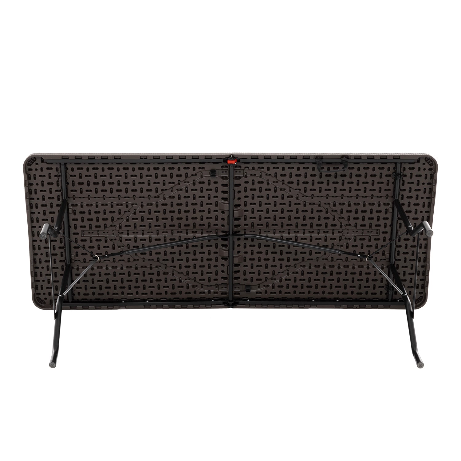 VESTIAMO CASA GIARDINO - Tavolo da giardino Richiudibile Marrone con finitura effetto Rattan - h74x180x74 cm